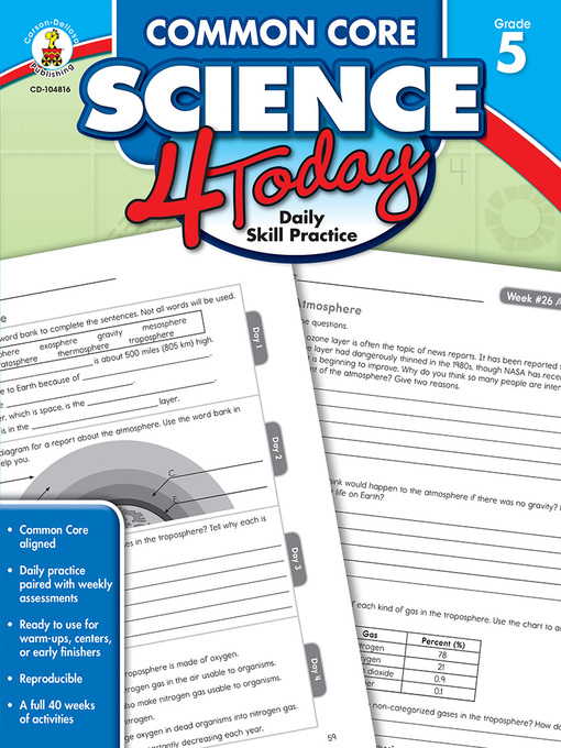Title details for Common Core Science 4 Today, Grade 5: Daily Skill Practice by Carson Dellosa Education - Available
